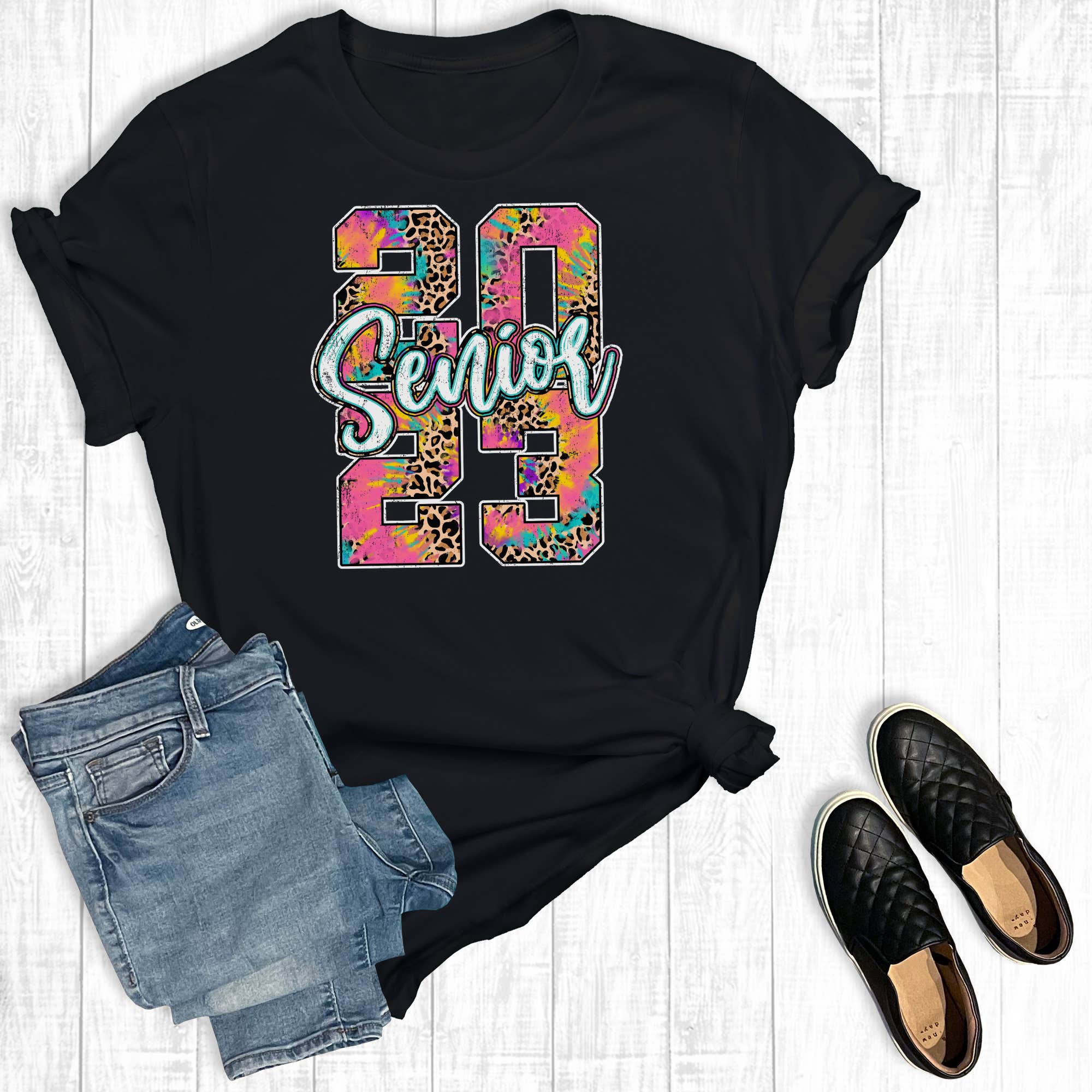Leopard Tie Dye Senior 2023 - Adult & Kids T-Shirts, Sweatshirts & Hoodies apparel design preview 1