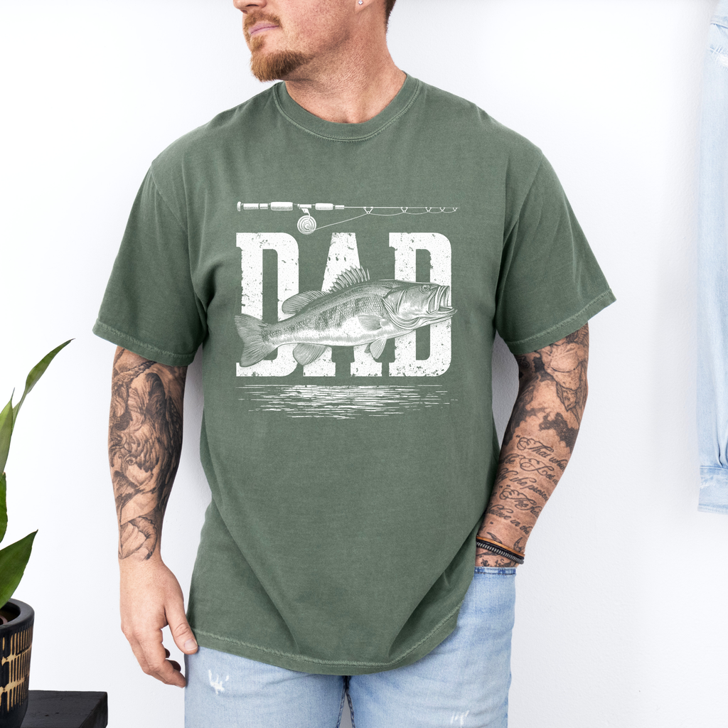 Fathers Day: Fishing Dad On Moss Comfort Colors - Adult & Kids T-Shirts, Sweatshirts & Hoodies apparel design preview 1