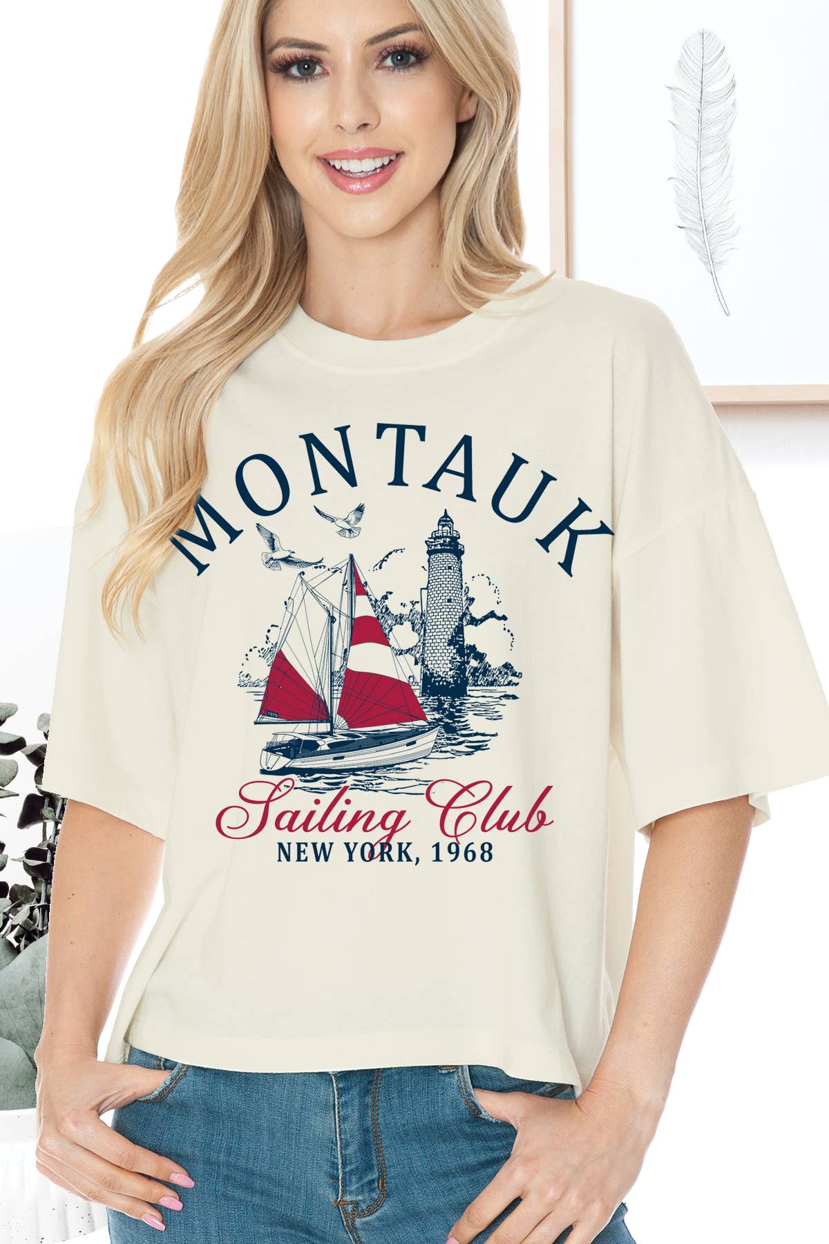 Women Montauk Graphic Print Oversize Top - Adult & Kids T-Shirts, Sweatshirts & Hoodies apparel design preview 1