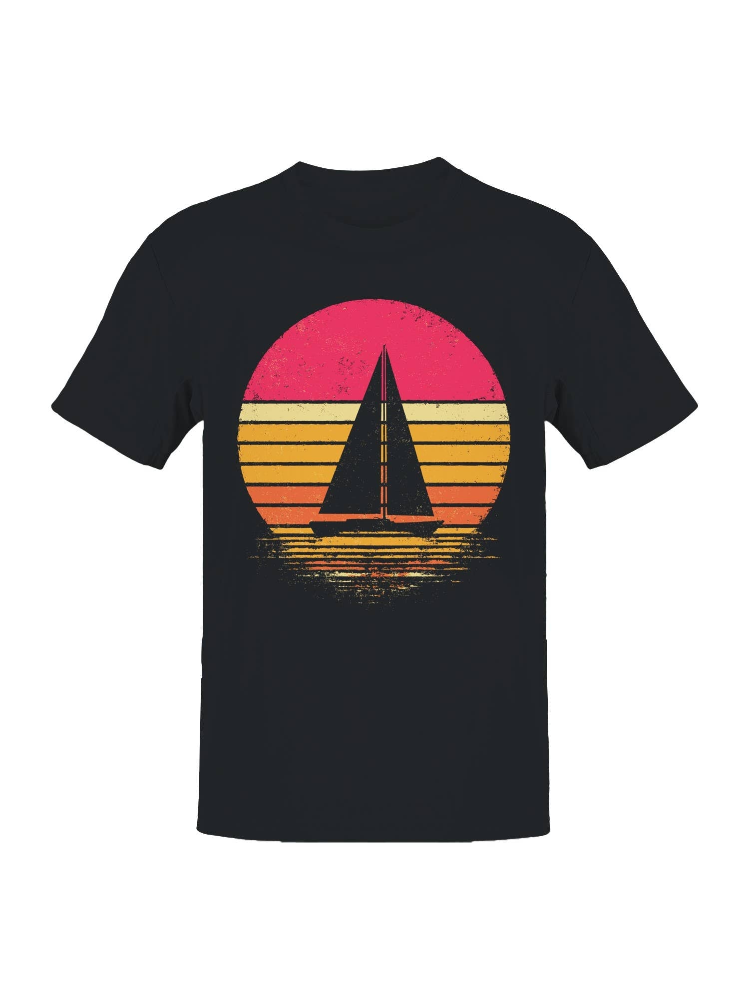 Vintage Sunset Sailboat Silhouette Men's - Adult & Kids T-Shirts, Sweatshirts & Hoodies apparel design preview 1