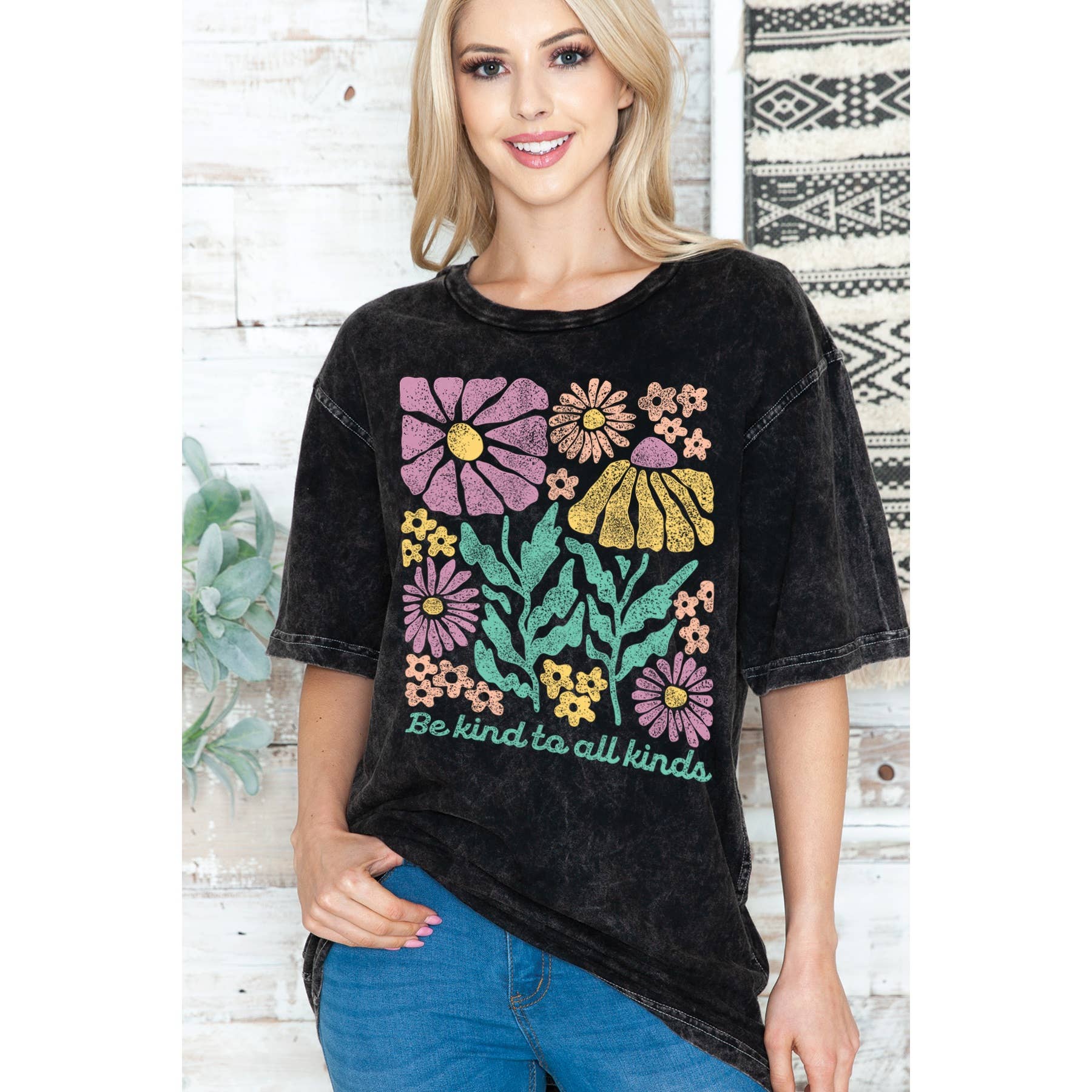 Be Kind Unisex Oversized Mineral Wash - Adult & Kids T-Shirts, Sweatshirts & Hoodies apparel design preview 1