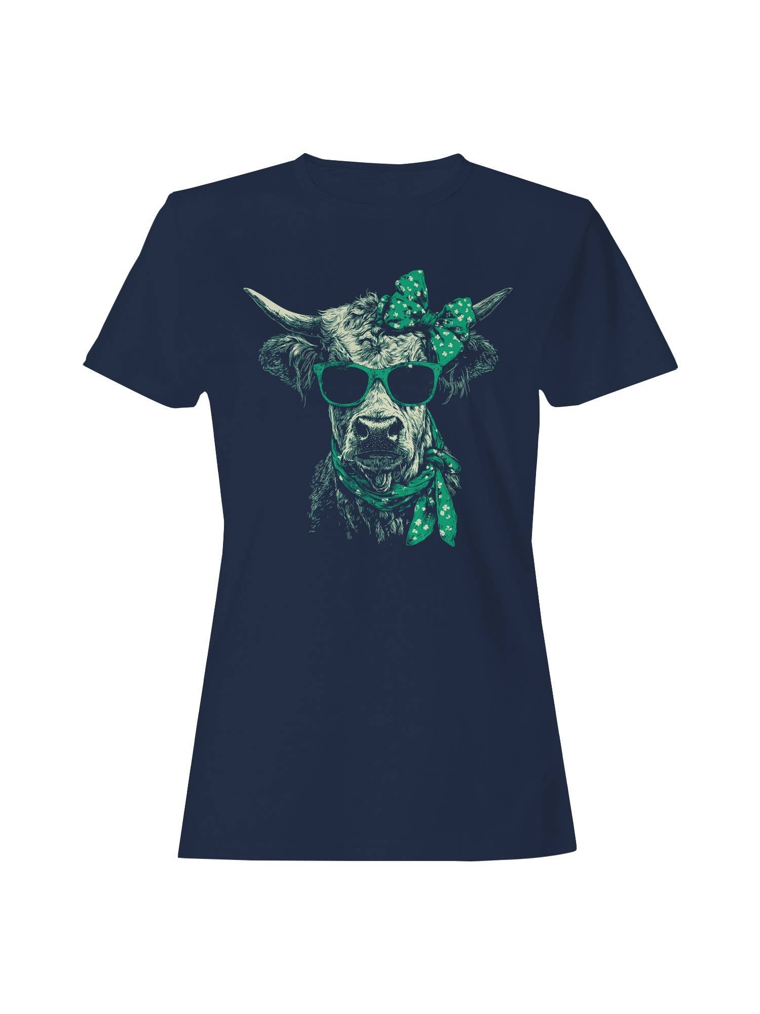 St. Patrick's Day Cool Cow with Shades and Bow - Adult & Kids T-Shirts, Sweatshirts & Hoodies apparel design preview 1