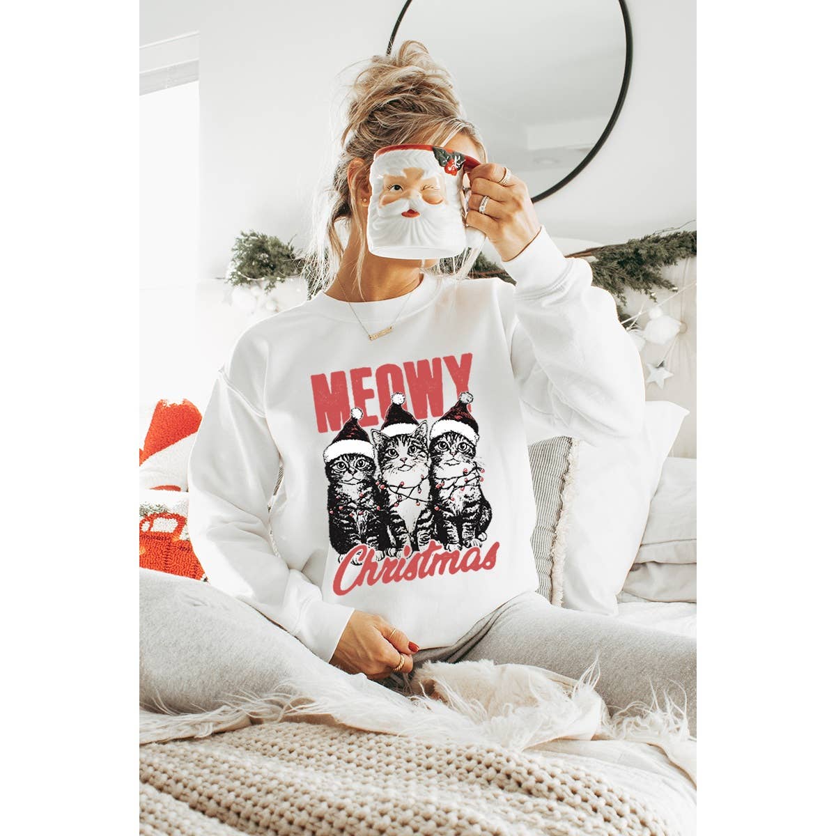 Meowy Christmas Tree Vintage Graphic - Adult & Kids T-Shirts, Sweatshirts & Hoodies apparel design preview 1