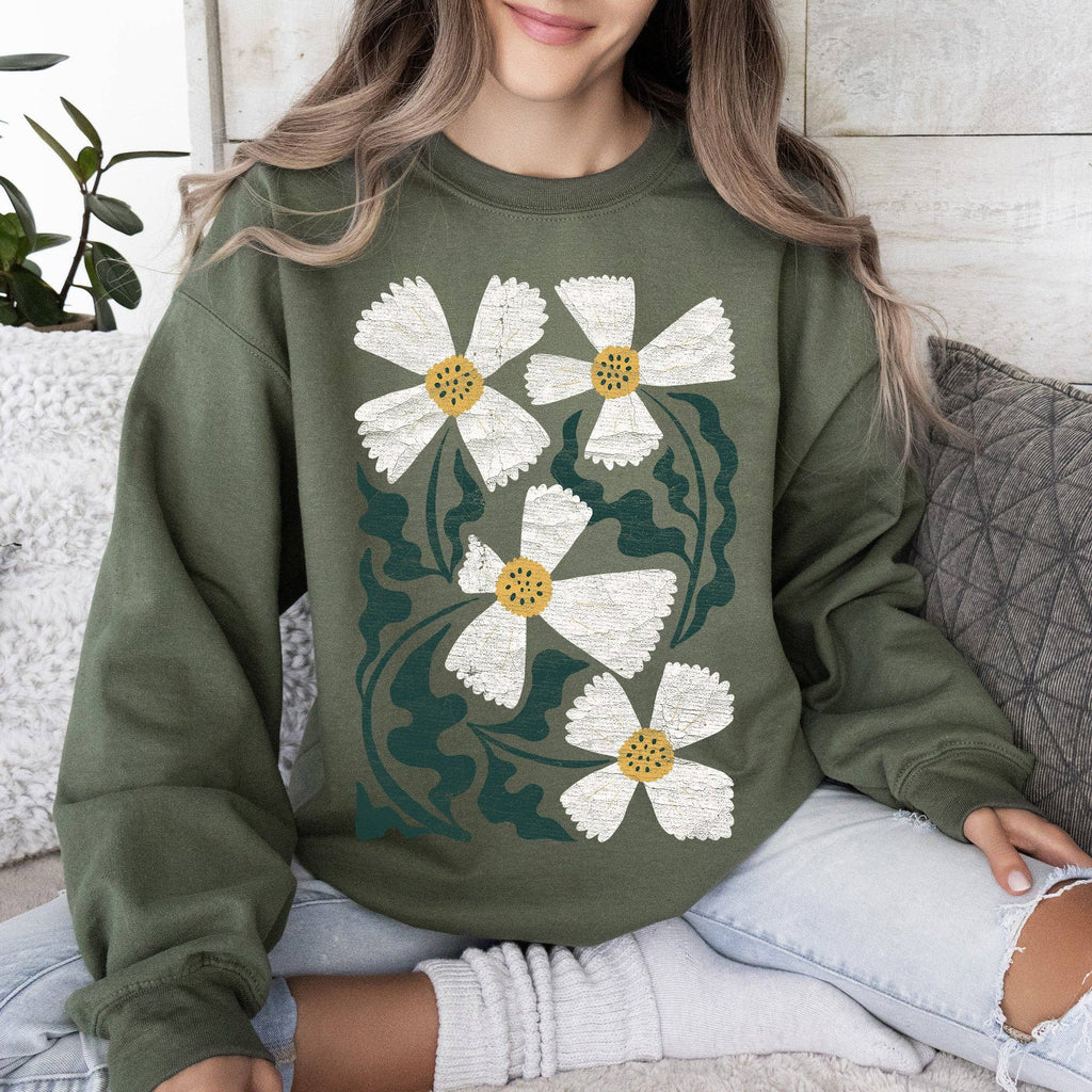 Boho Art Nouveau Flowers, Bold Design - Adult & Kids T-Shirts, Sweatshirts & Hoodies apparel design preview 1