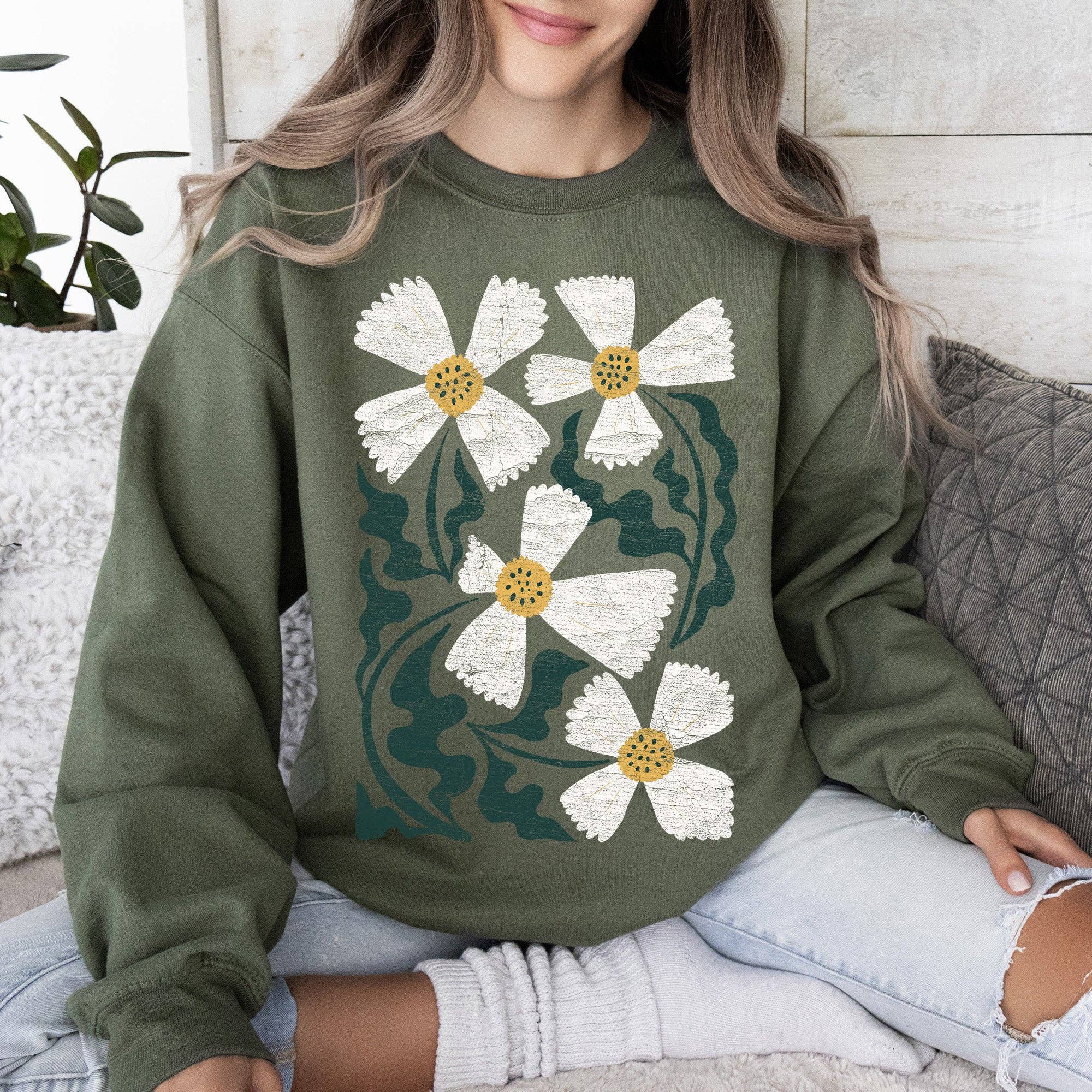 Boho Art Nouveau Flowers, Bold Design - Adult & Kids T-Shirts, Sweatshirts & Hoodies apparel design preview 1