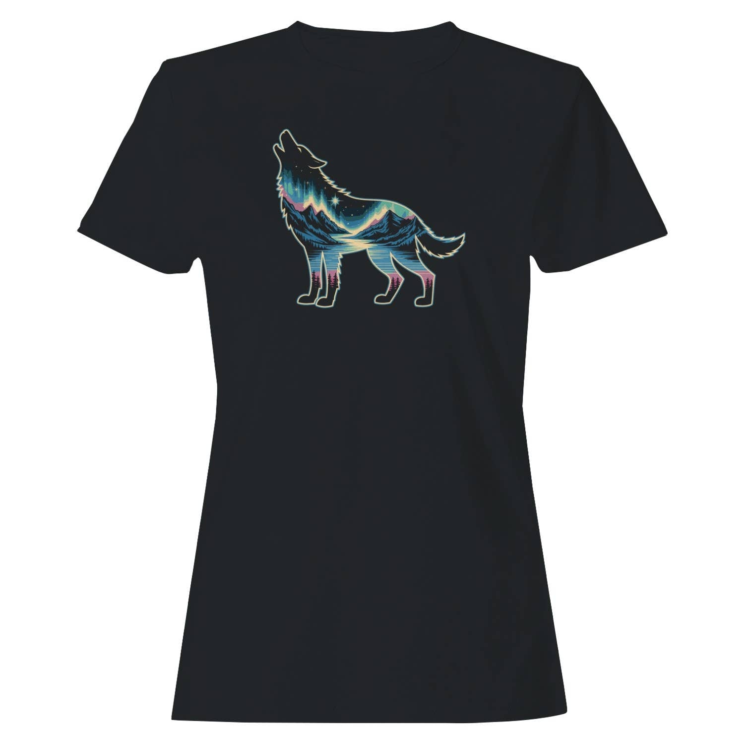 Aurora Wolf Landscape Women's - Adult & Kids T-Shirts, Sweatshirts & Hoodies apparel design preview 1