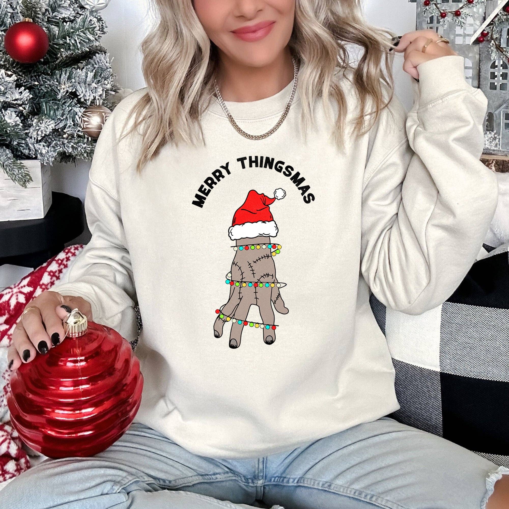 Merry Thingsmas, Wednesday, Christmas - Adult & Kids T-Shirts, Sweatshirts & Hoodies apparel design preview 1