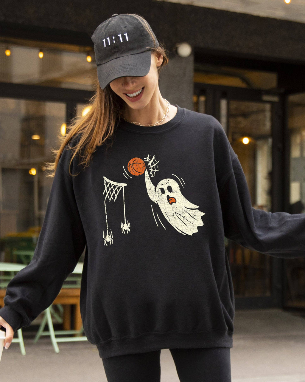 Basketball Ghost, Skeleton, Funny Halloween - Adult & Kids T-Shirts, Sweatshirts & Hoodies apparel design preview 1