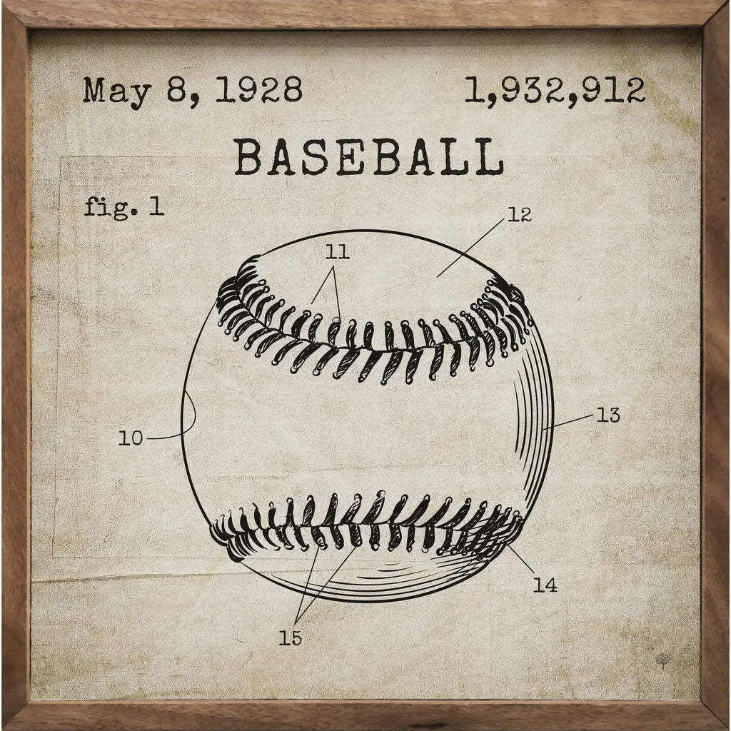 Baseball Patent Brown Art Print - Adult & Kids T-Shirts, Sweatshirts & Hoodies apparel design preview 1