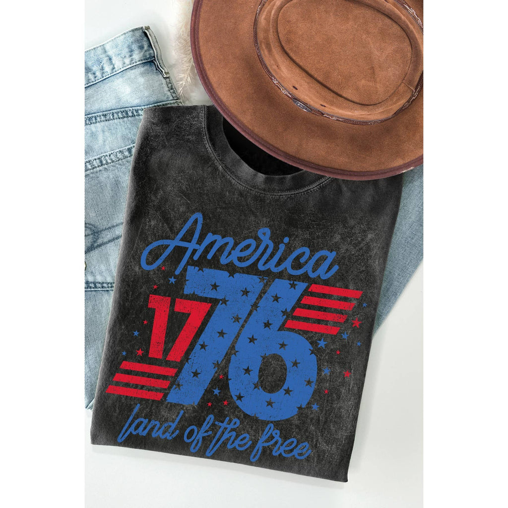 America 1776 Land of the Free Mineral Washed - Adult & Kids T-Shirts, Sweatshirts & Hoodies apparel design preview 1