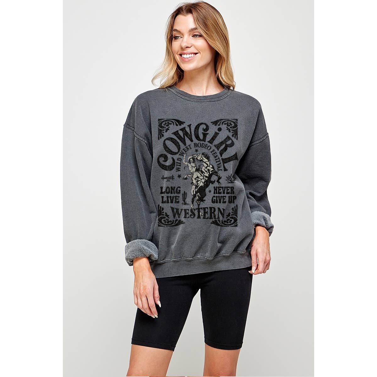 Cowgirl Vintage Graphic Pigment Dye - Adult & Kids T-Shirts, Sweatshirts & Hoodies apparel design preview 1
