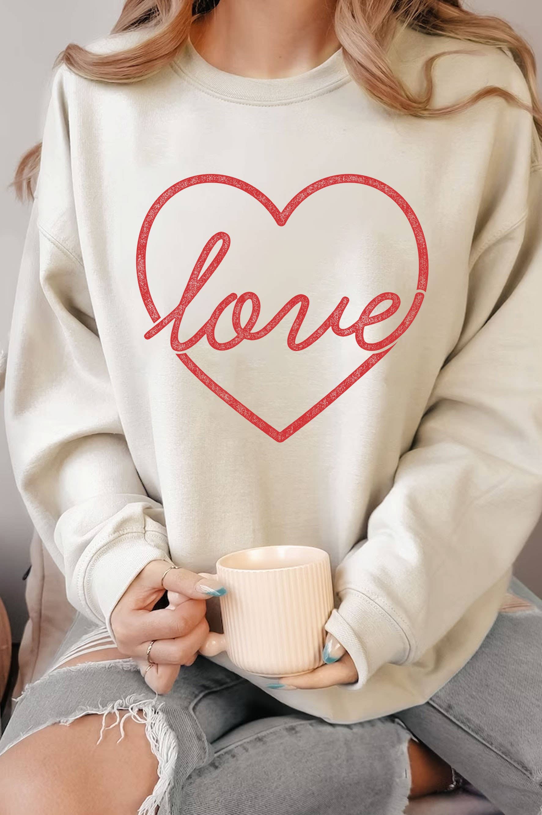 Love Heart Valentine's Graphic Brushed - Adult & Kids T-Shirts, Sweatshirts & Hoodies apparel design preview 1