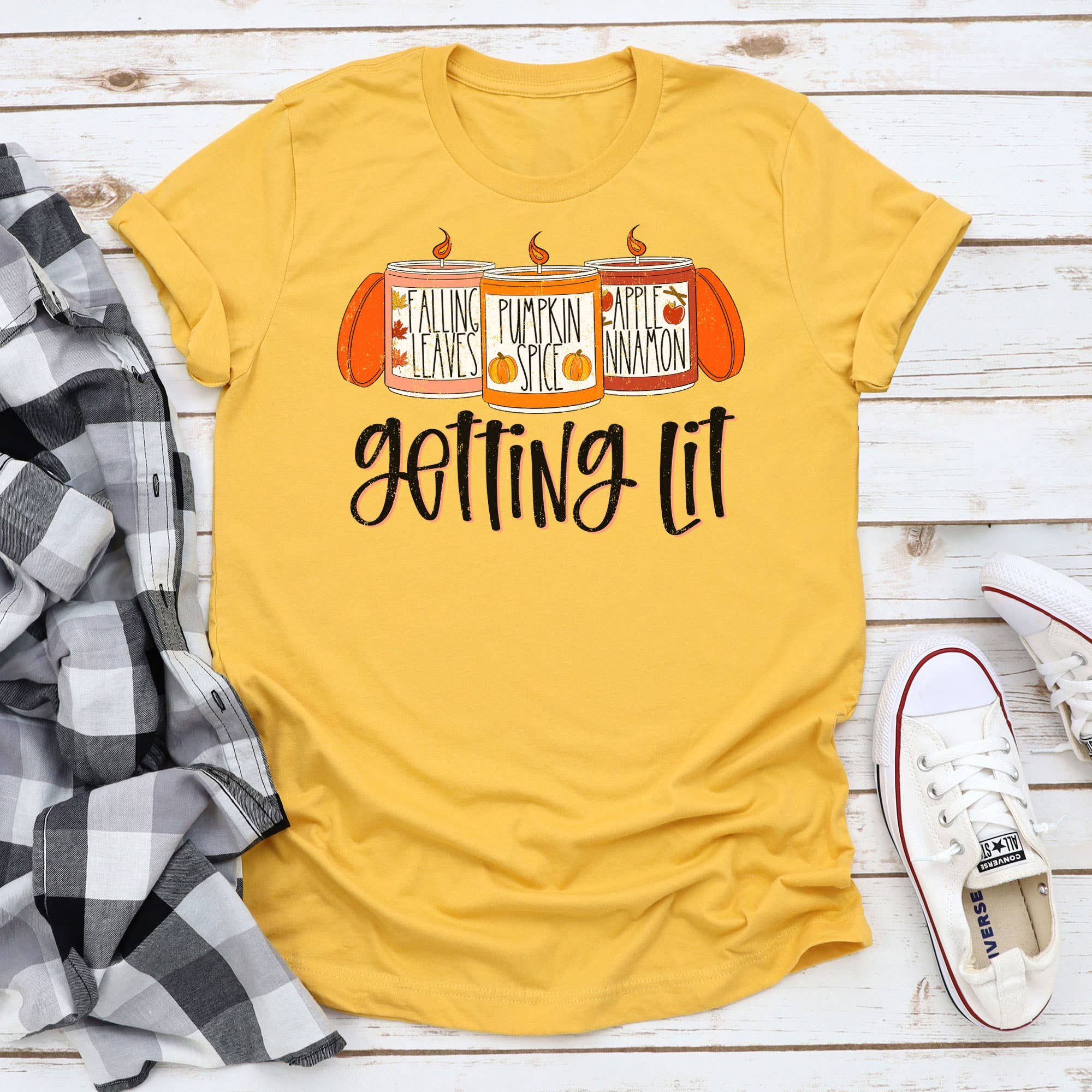 Getting Lit Fall Candles - Adult & Kids T-Shirts, Sweatshirts & Hoodies apparel design preview 1