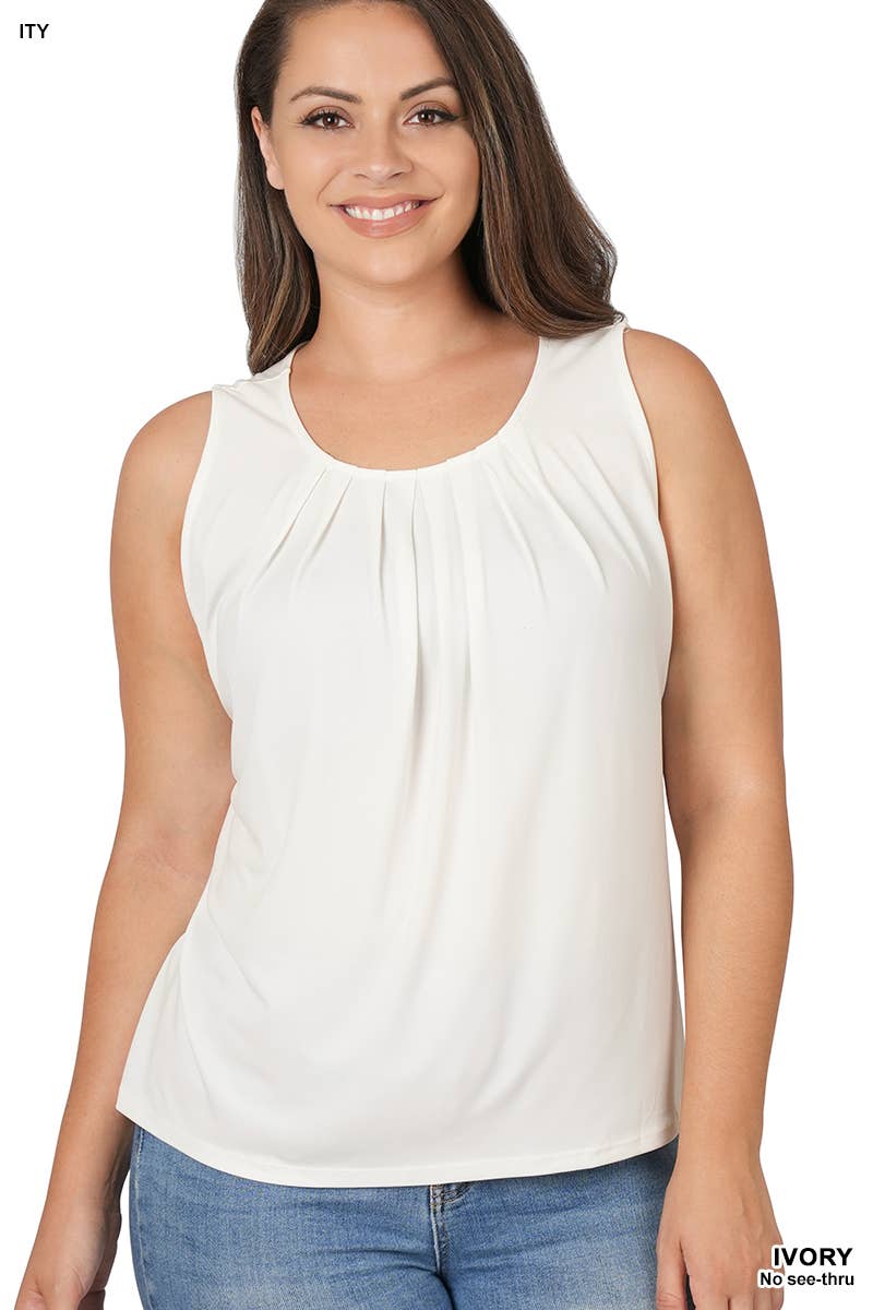 SI-21851 Plus Size Ity Sleeveless Front Neck Pleat - Adult & Kids T-Shirts, Sweatshirts & Hoodies apparel design preview 1