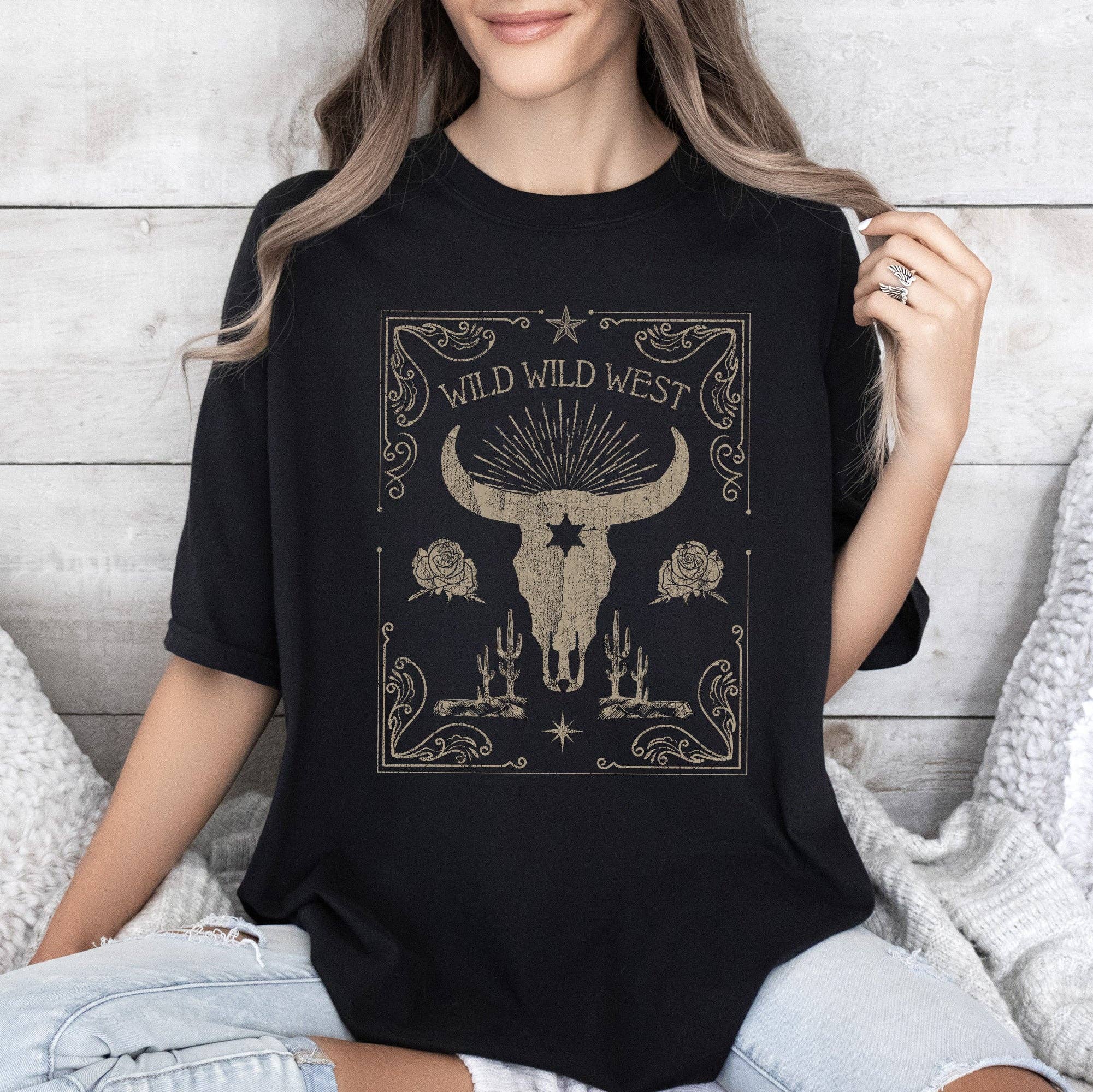 Wild West, Skull, Cattle, Cowboy, Cowgirl, - Adult & Kids T-Shirts, Sweatshirts & Hoodies apparel design preview 1