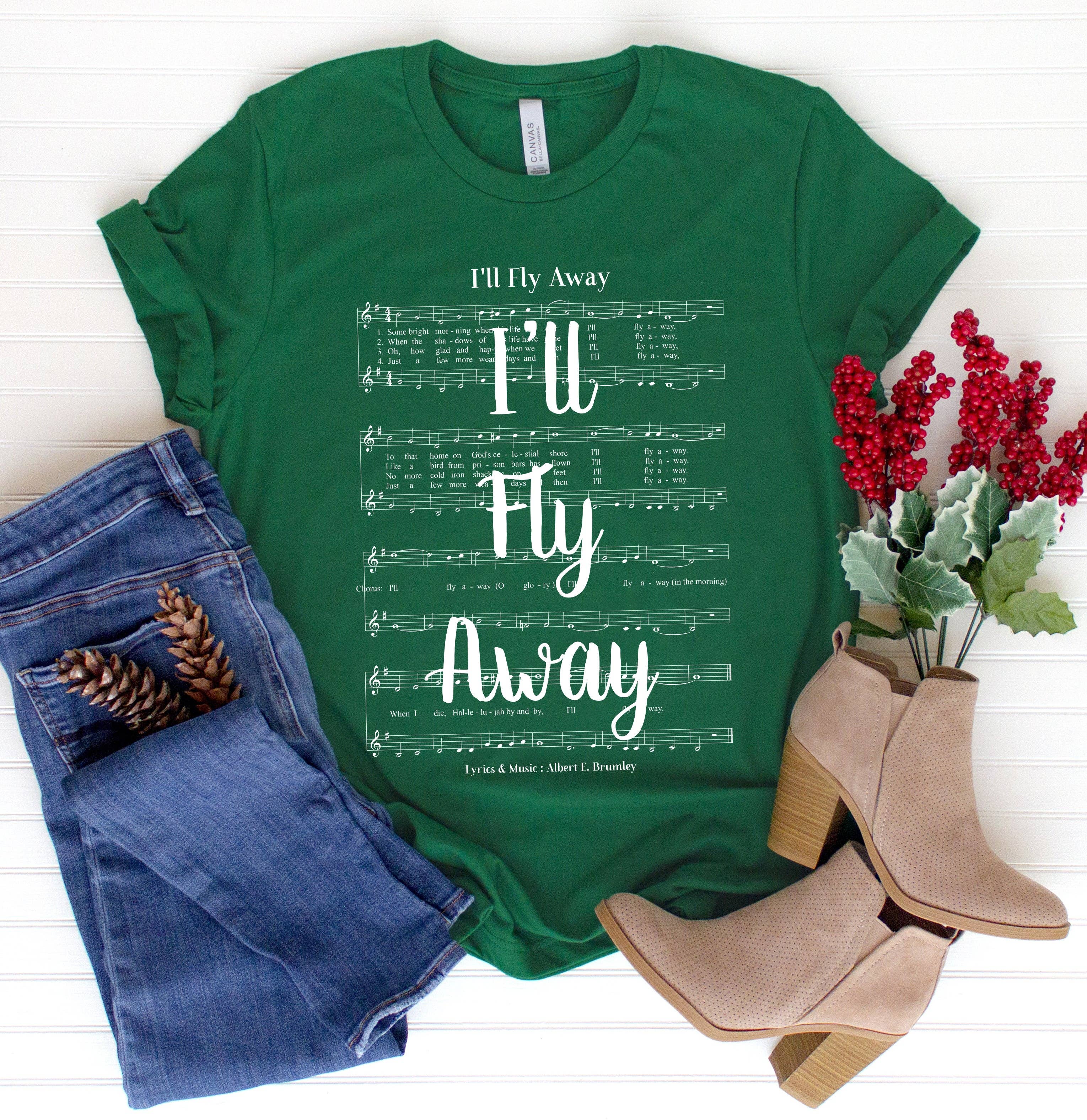 I'll Fly Away Hymn White Ink - Adult & Kids T-Shirts, Sweatshirts & Hoodies apparel design preview 1