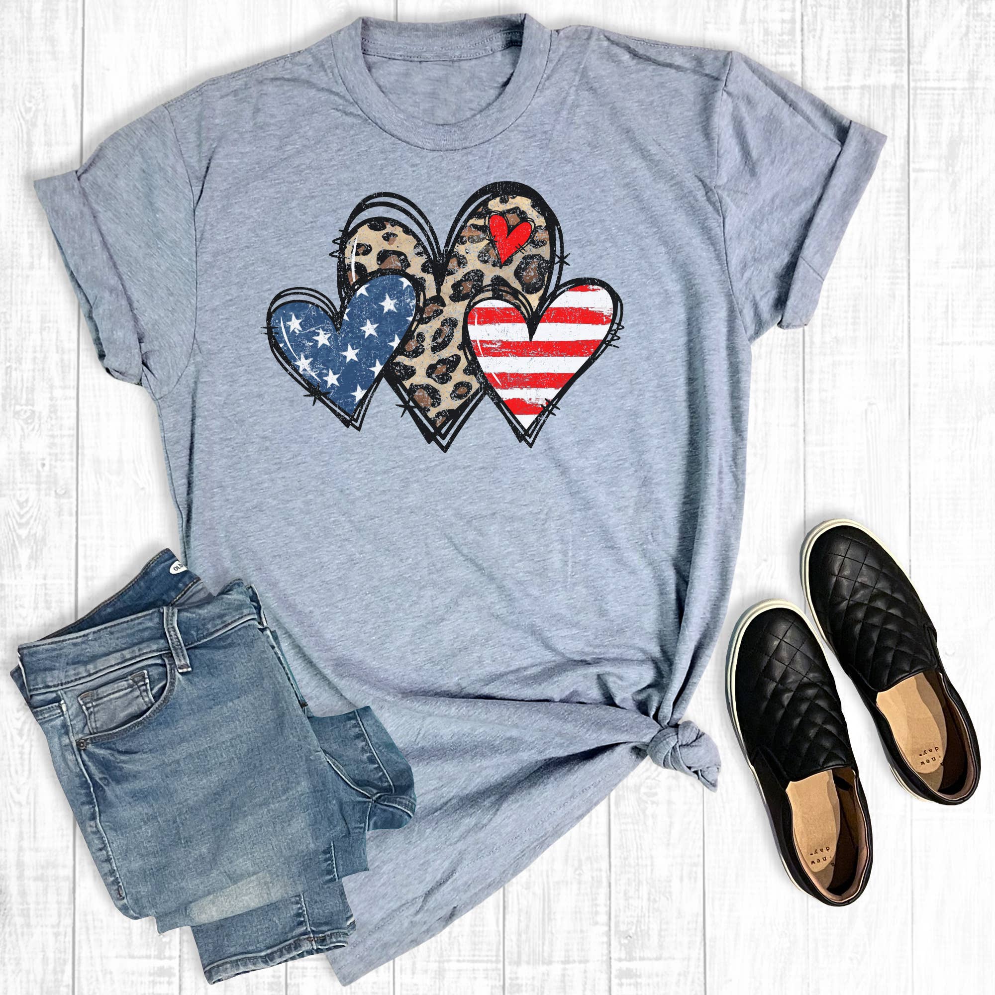Patriotic Hearts - Adult & Kids T-Shirts, Sweatshirts & Hoodies apparel design preview 1