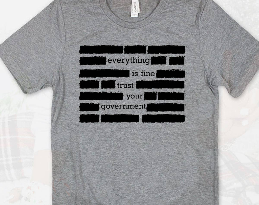 Everything Is Fine Trust Your Government Satire - Adult & Kids T-Shirts, Sweatshirts & Hoodies apparel design preview 1
