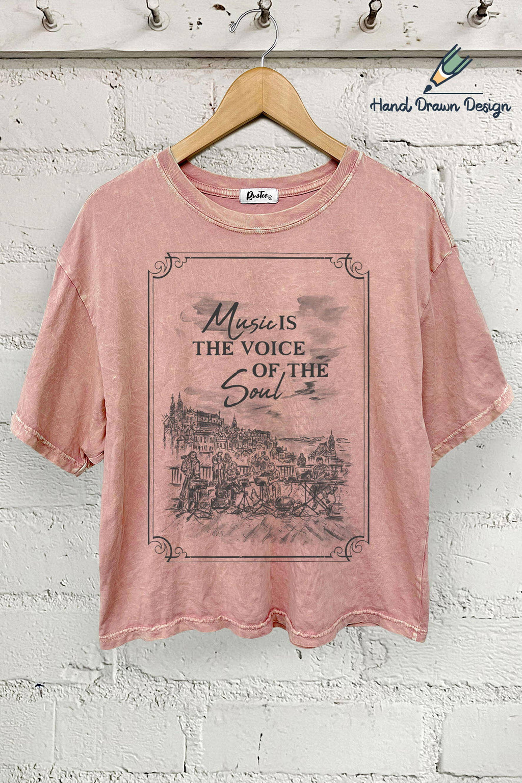 Music Is the Voice-Hand Drawn - Adult & Kids T-Shirts, Sweatshirts & Hoodies apparel design preview 1