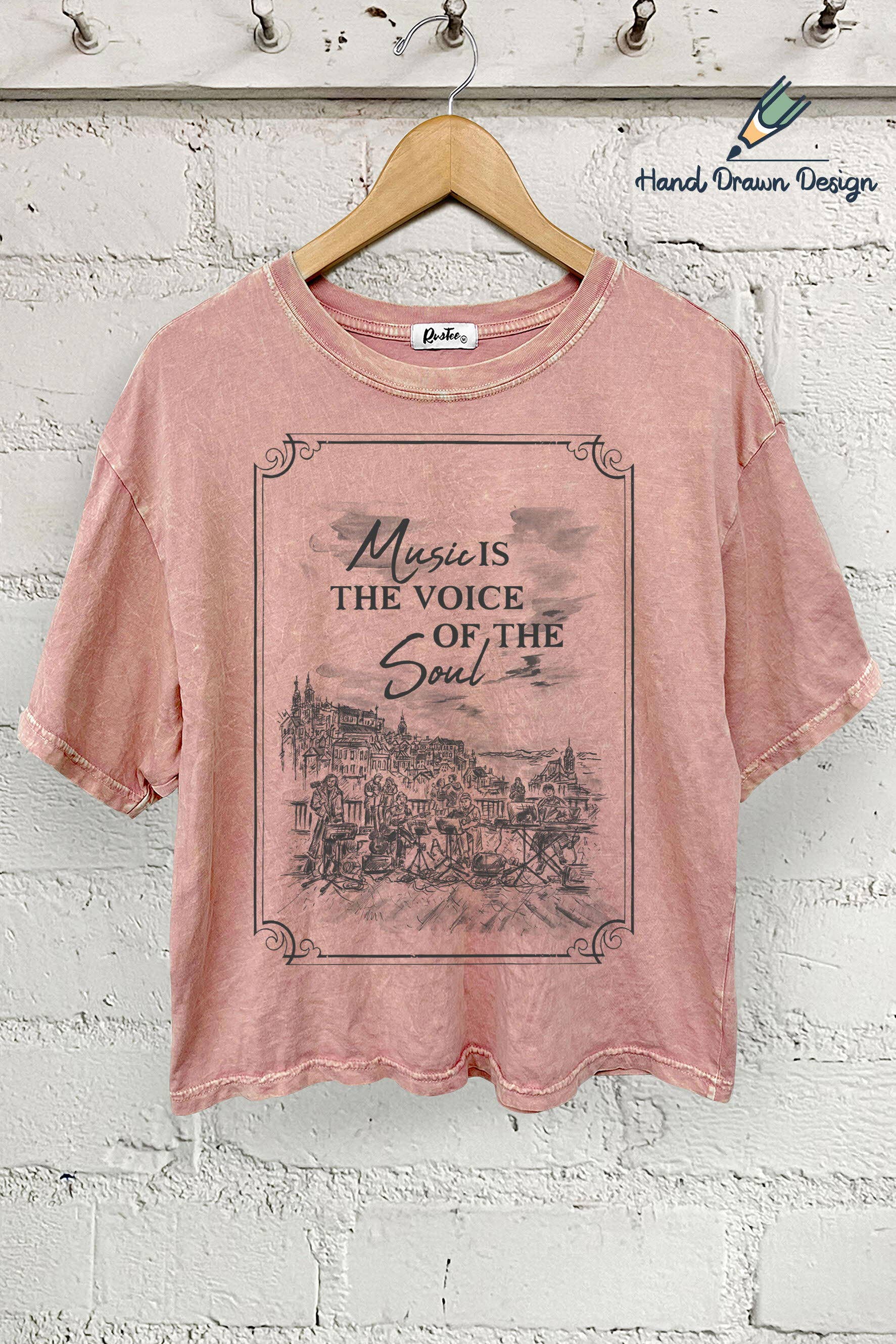 Music Is the Voice-Hand Drawn - Adult & Kids T-Shirts, Sweatshirts & Hoodies apparel design preview 1