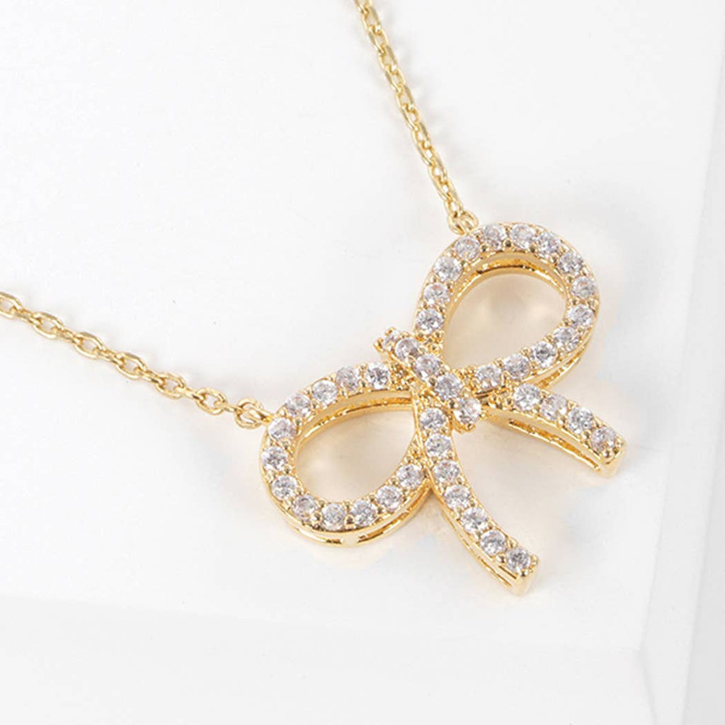 Cz Gold-Dipped Bow Rhinestone Necklace - Adult & Kids T-Shirts, Sweatshirts & Hoodies apparel design preview 1