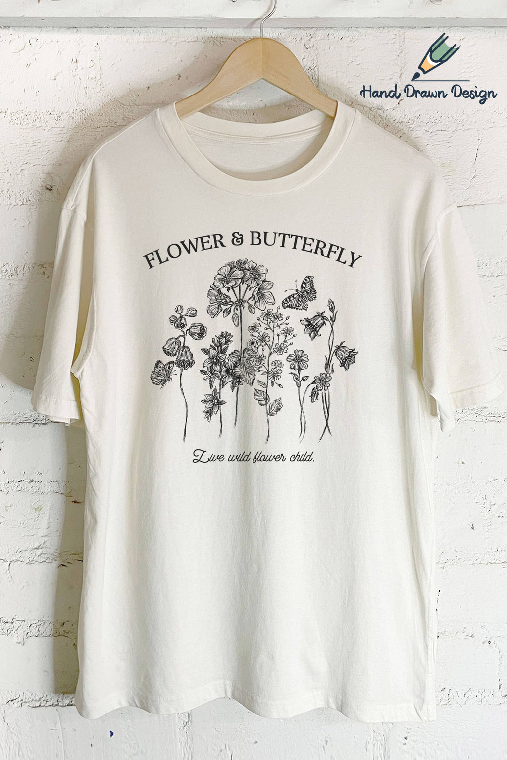 Flower and Butterfly-Hand Drawn(Oversized - Adult & Kids T-Shirts, Sweatshirts & Hoodies apparel design preview 1