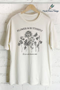 Flower and Butterfly-Hand Drawn(Oversized - Adult & Kids T-Shirts, Sweatshirts & Hoodies apparel design preview 1