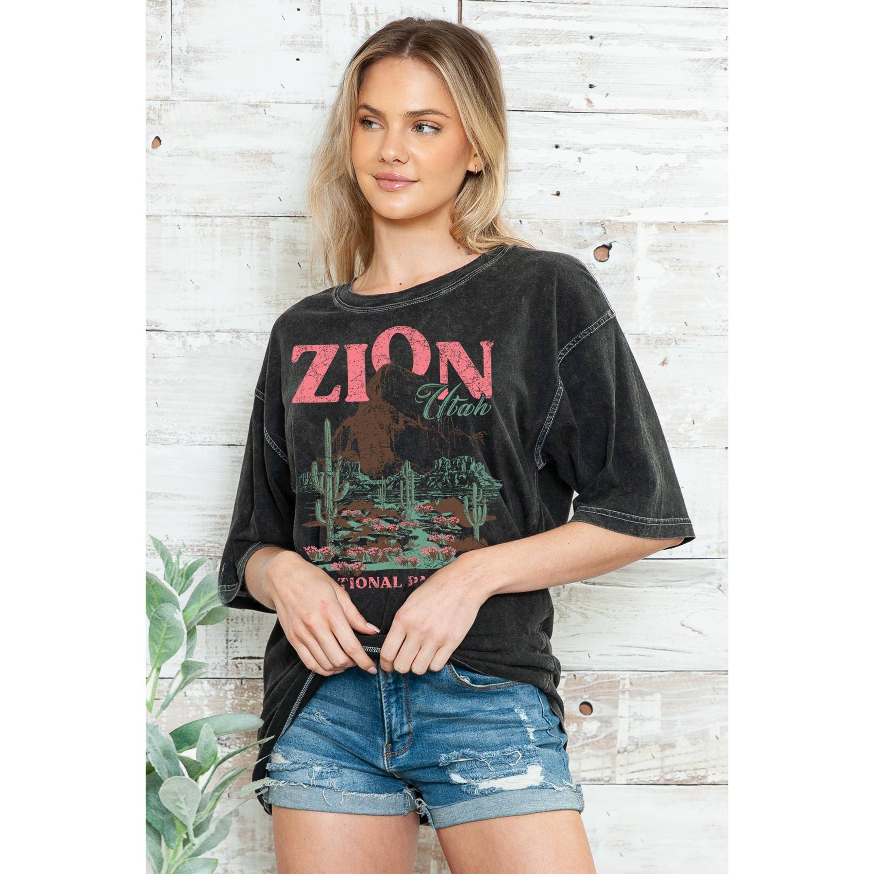 Zion Utah- Unisex Oversized Mineral Wash - Adult & Kids T-Shirts, Sweatshirts & Hoodies apparel design preview 1