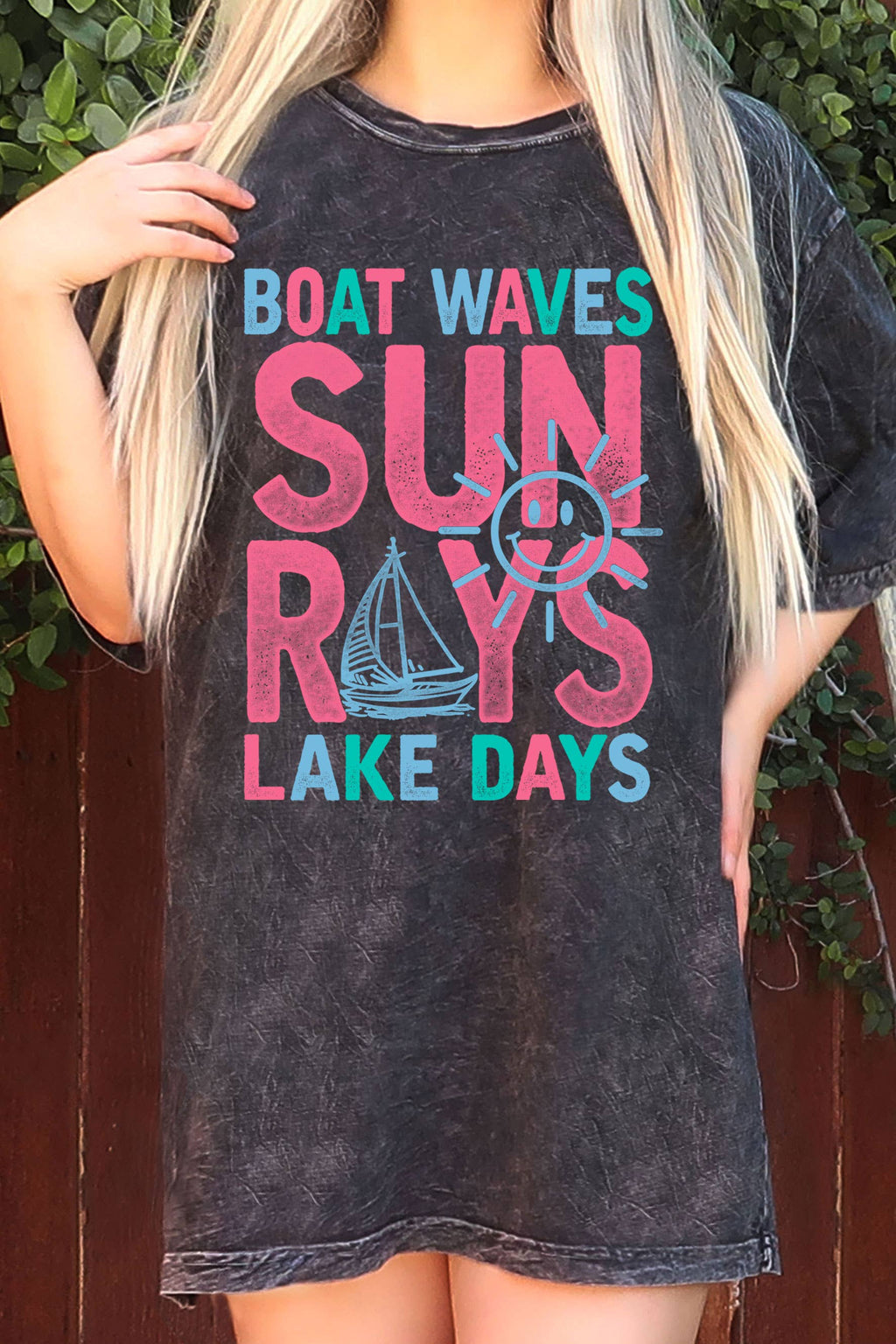 Boat Wave Sun Ray Lake Day Oversize Mineral Graphic - Adult & Kids T-Shirts, Sweatshirts & Hoodies apparel design preview 1