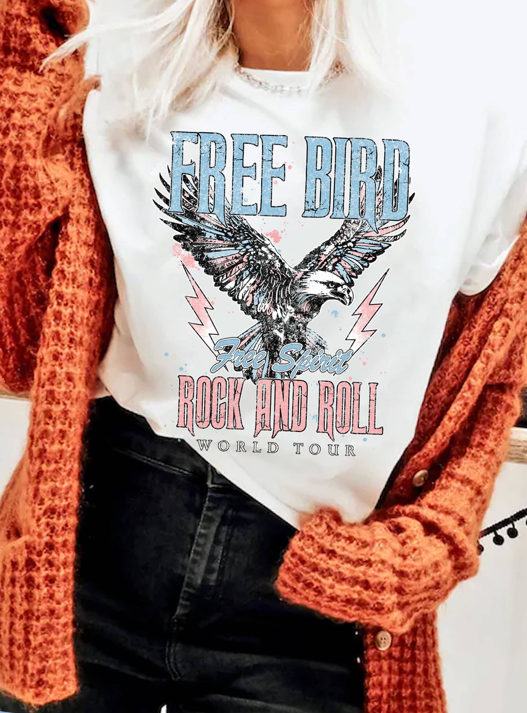 Free Bird Spirit Rock and Roll Eagle Graphic - Adult & Kids T-Shirts, Sweatshirts & Hoodies apparel design preview 1