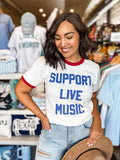 Support Live Music Vintage Ringer Graphic - Adult & Kids T-Shirts, Sweatshirts & Hoodies apparel design preview 1