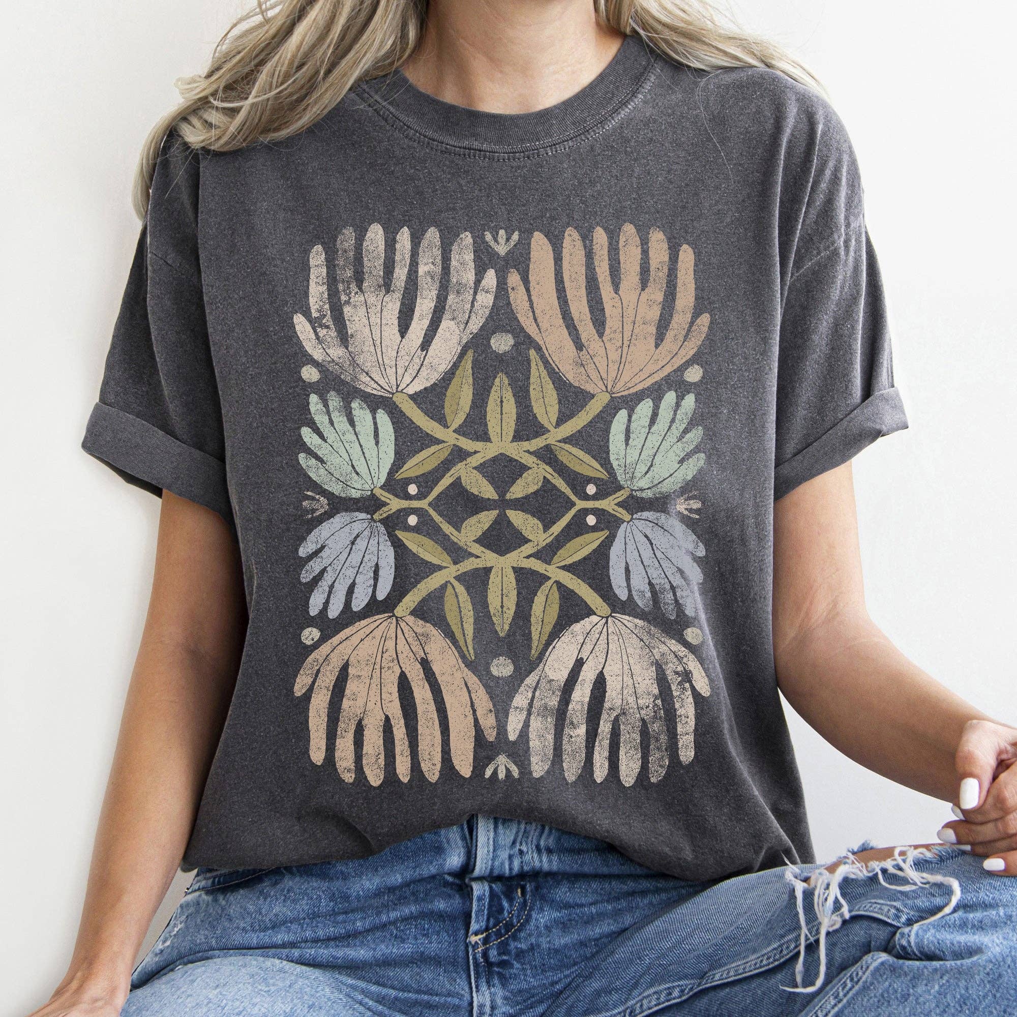 Boho Folk Art Chic Floral - Adult & Kids T-Shirts, Sweatshirts & Hoodies apparel design preview 1