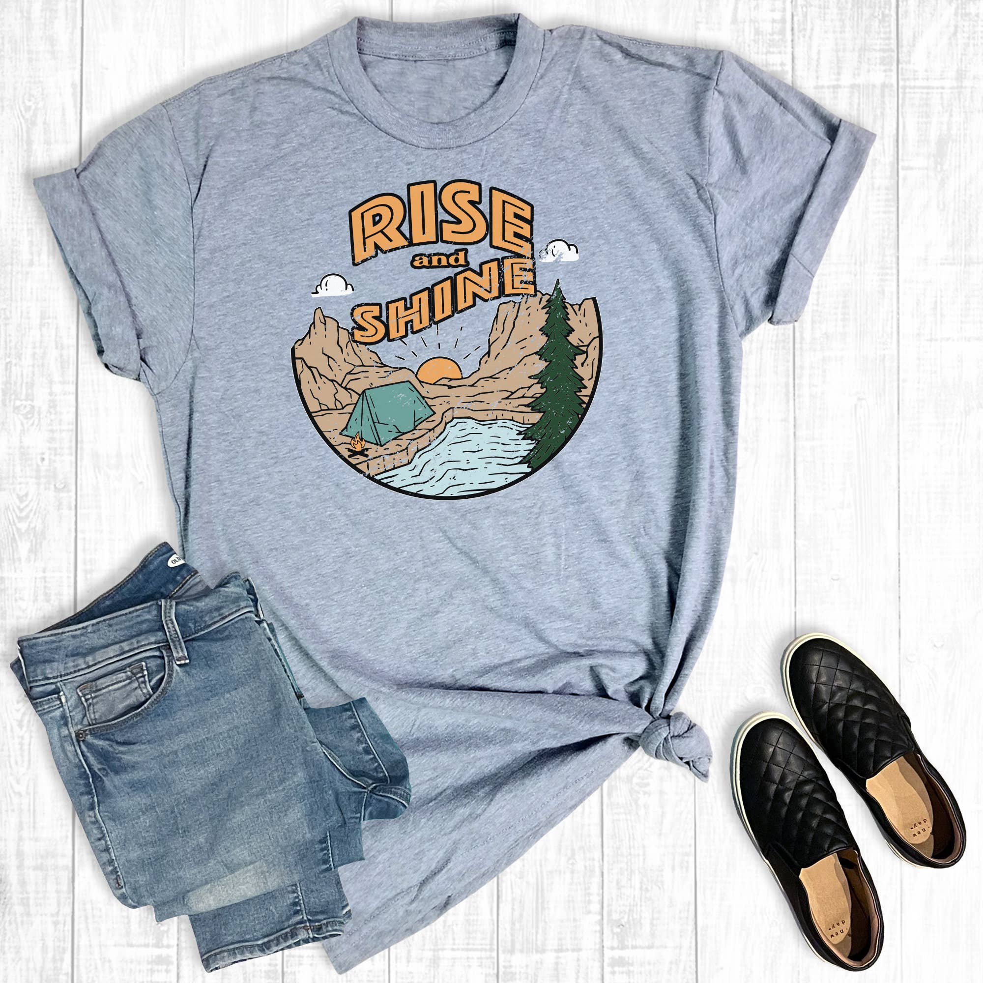 Rise and Shine Camping Graphic - Adult & Kids T-Shirts, Sweatshirts & Hoodies apparel design preview 1