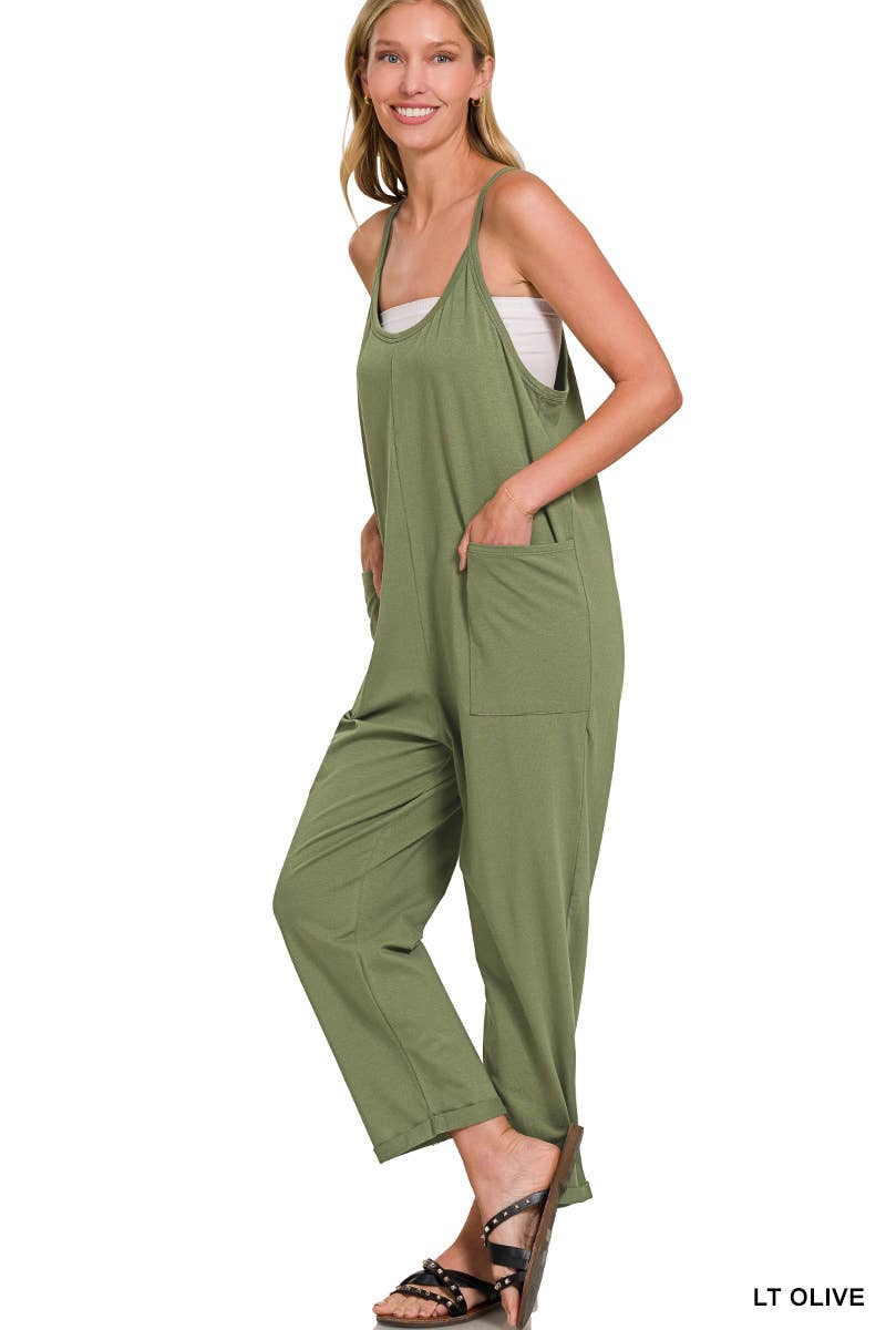SI-26699 Spaghetti Strap Pocketed Cotton Jumpsuit - Adult & Kids T-Shirts, Sweatshirts & Hoodies apparel design preview 1
