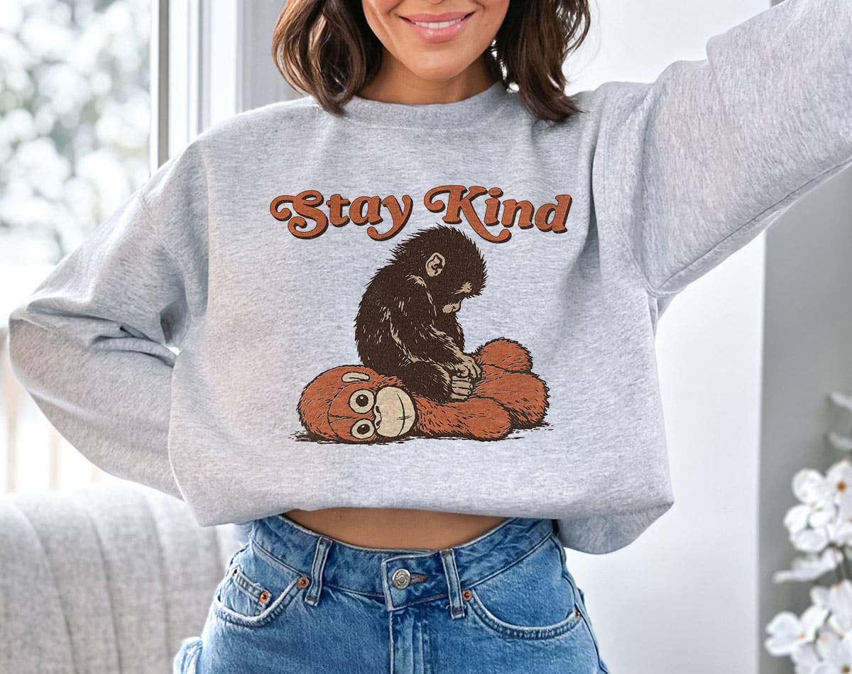 Stay Kind Baby Punch Monkey Cute Ringer - Adult & Kids T-Shirts, Sweatshirts & Hoodies apparel design preview 1