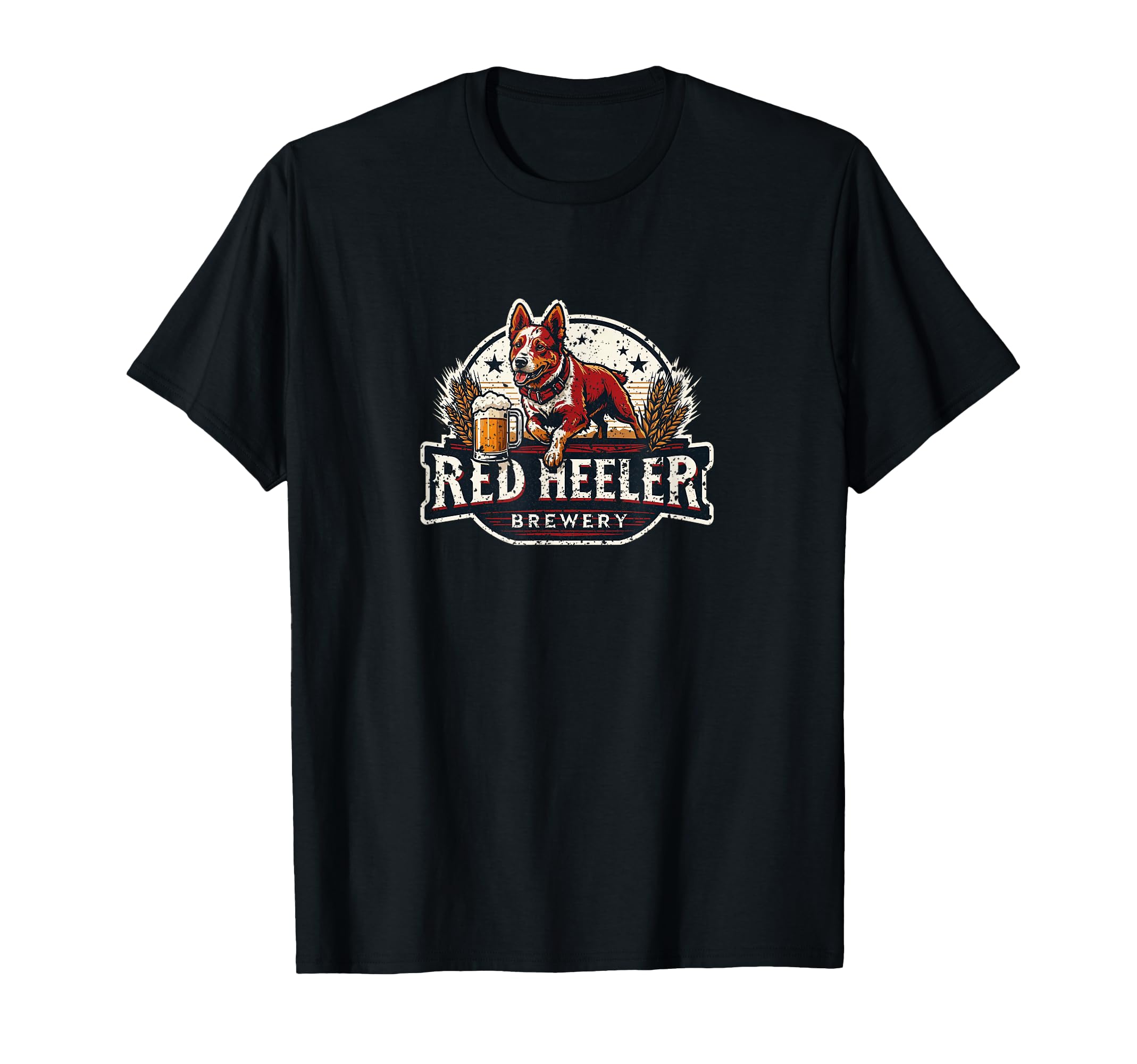 Red Heeler Brewery Distressed Cattle Dog T-Shirt - Graphic Print Unisex - T-Shirt, Sweatshirt, Hoodie