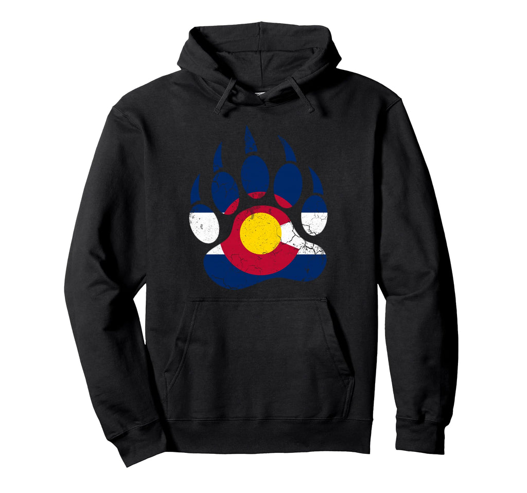 Colorado Flag Bear Claw Distressed Fade Hoodie - Aesthetic Graphic Unisex - T-Shirt, Sweatshirt, Hoodie