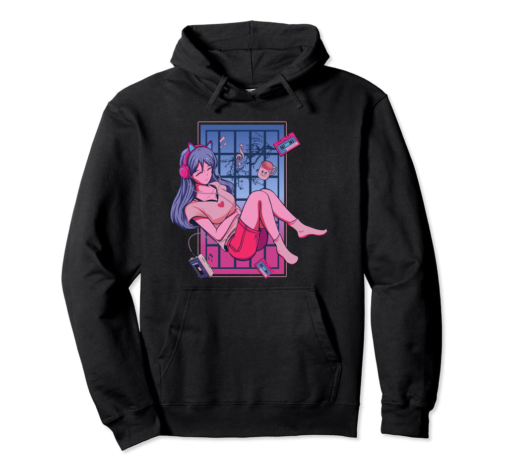 Lofi Anime Aesthetic Music Vaporwave Manga Hoodie - Minimalist Print Unisex - T-Shirt, Sweatshirt, Hoodie