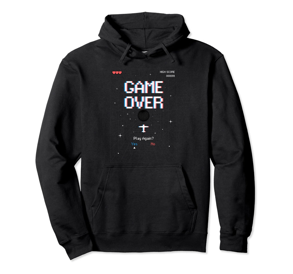 Arcade Game Over Gaming Hoodie - Novelty Apparel for Adults - T-Shirt, Sweatshirt, Hoodie