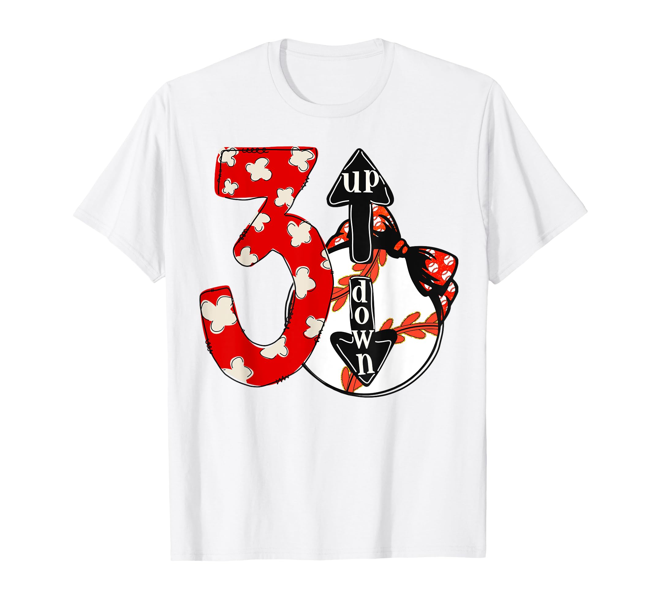 3 Up Down Baseball Mama Softball T-Shirt - Minimalist Print for Adults - T-Shirt, Sweatshirt, Hoodie