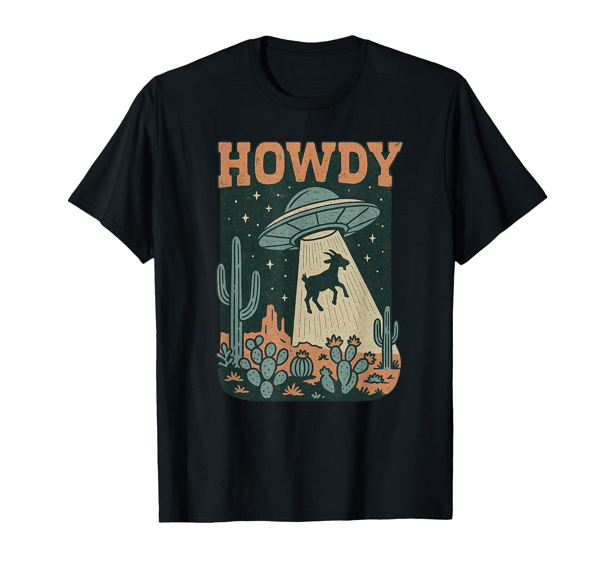Howdy Western Goat Alien Ufo T-Shirt - Minimalist Print Men Women - T-Shirt, Sweatshirt, Hoodie