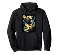 90S Pug Howling Moon Pug Mom Dog Lover Hoodie - Fun Novelty Design Unisex - T-Shirt, Sweatshirt, Hoodie