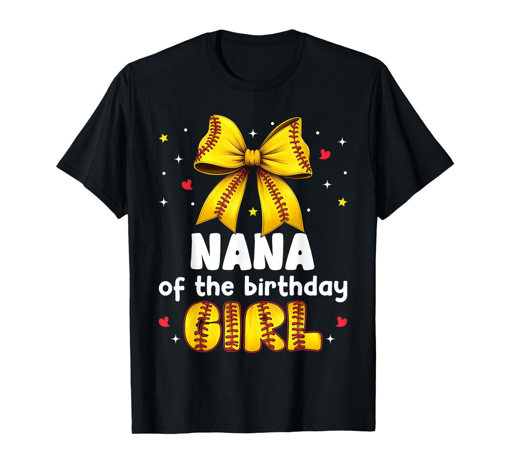 Nana Birthday Baseball Softball Bow T-Shirt - Minimalist Print Unisex - T-Shirt, Sweatshirt, Hoodie