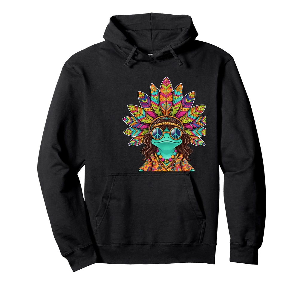 Hippie Frog Peace Sign Meditation Hoodie - Casual Everyday Wear for Adults - T-Shirt, Sweatshirt, Hoodie