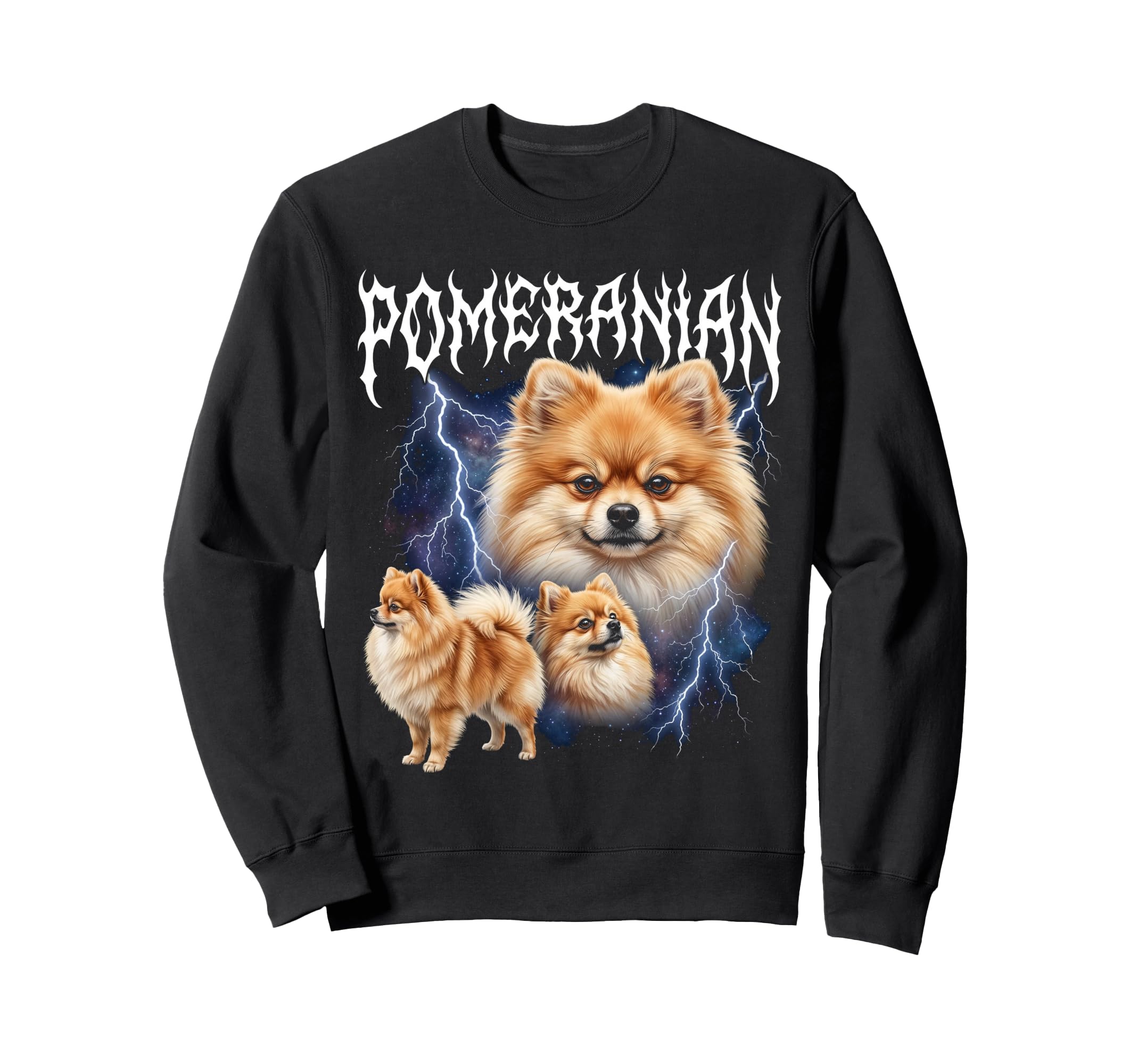 Pomeranian 90S Heavy Metal Sweatshirt - Casual Everyday Wear for Adults - T-Shirt, Sweatshirt, Hoodie