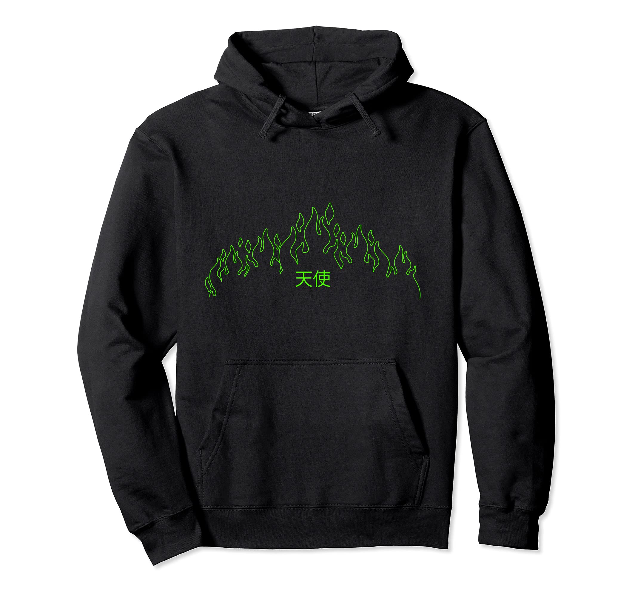 Grunge E Eboy Kanji Green Flames 90S Japan Hoodie - Custom Art Print Unisex - T-Shirt, Sweatshirt, Hoodie