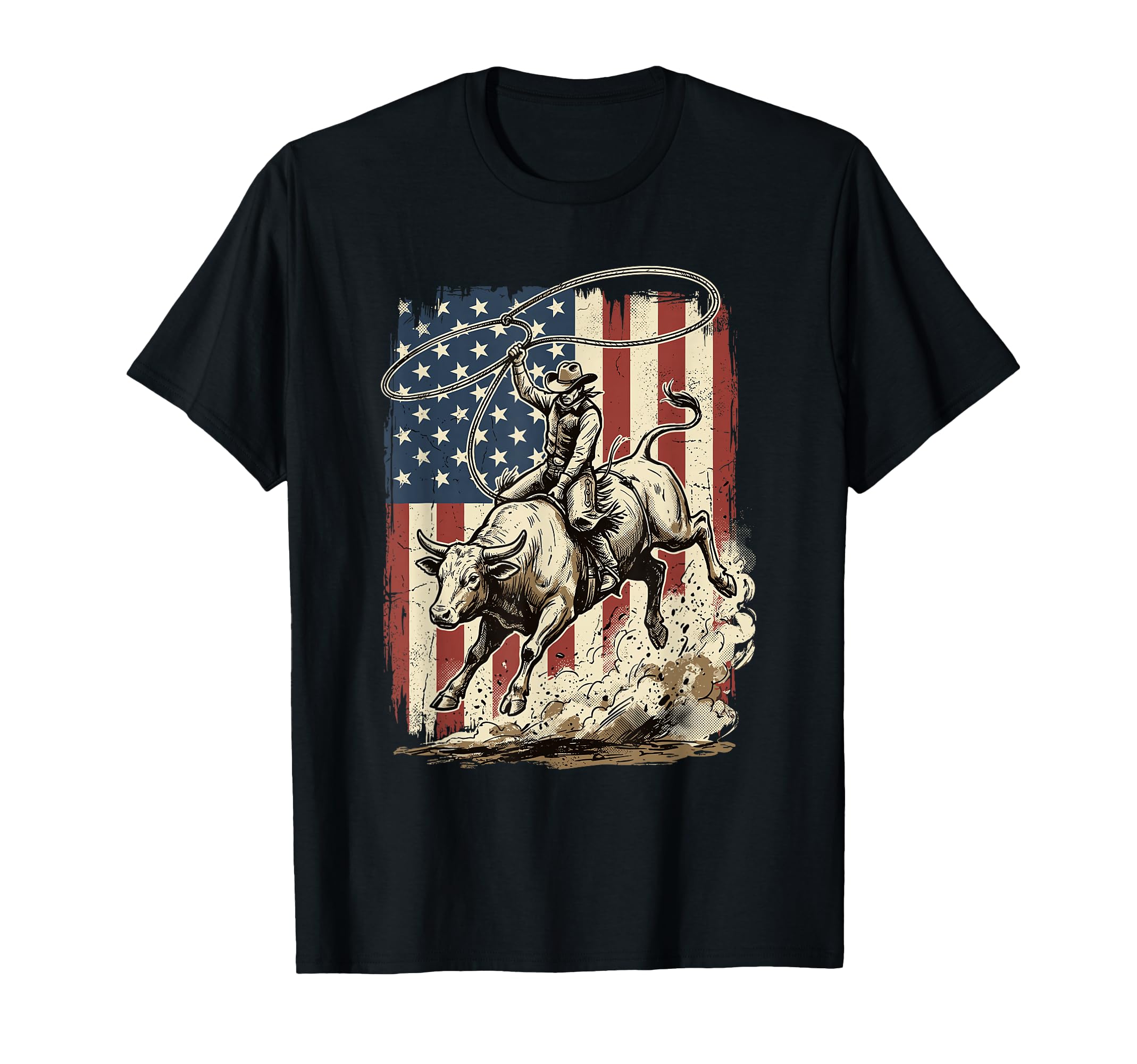 Patriotic Rodeo Bull Rider Cowboy T-Shirt - Aesthetic Graphic Men Women - T-Shirt, Sweatshirt, Hoodie