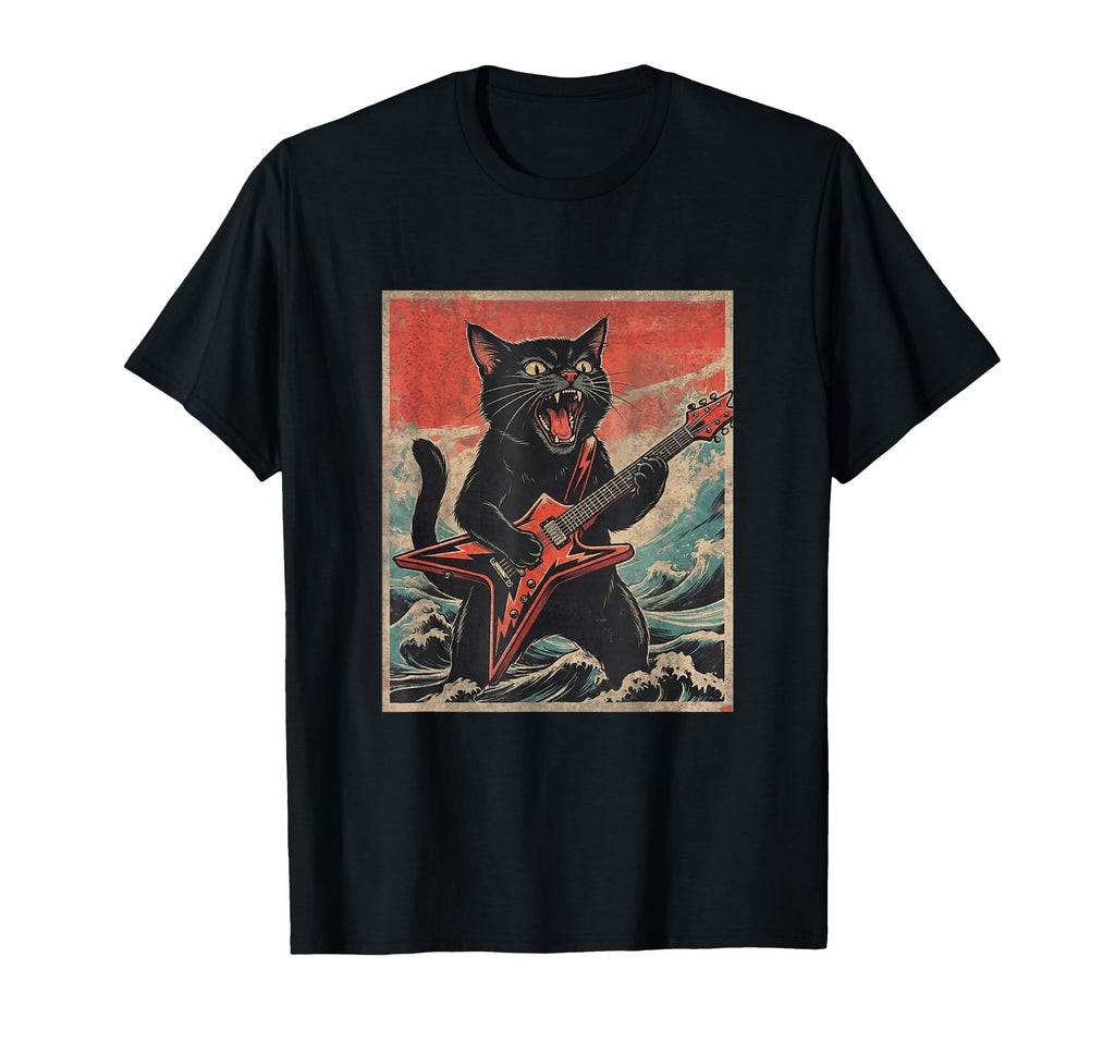 Rock Guitarist Cat Band Gift T-Shirt - Fun Novelty Design for Adults - T-Shirt, Sweatshirt, Hoodie