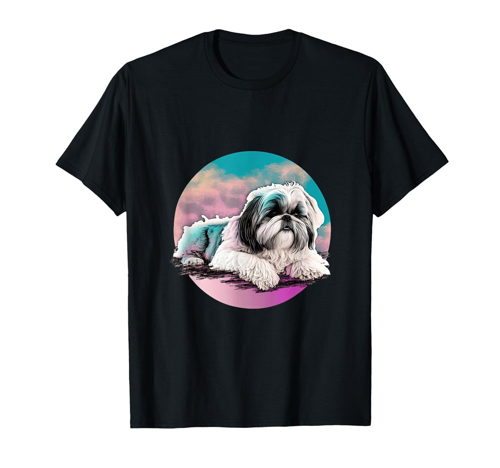 Shih Tzu Vaporwave Retrowave Aesthetic T-Shirt - Aesthetic Graphic Unisex - T-Shirt, Sweatshirt, Hoodie