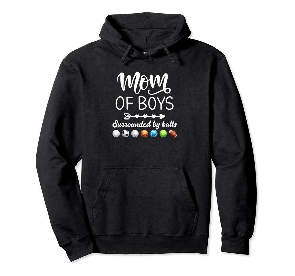 Mom Surrounded Balls Soccer Basketball Hoodie - Trendy Graphic for Adults - T-Shirt, Sweatshirt, Hoodie